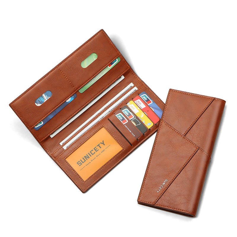New Multi-Function Anti-Theft Brush Soft Leather Clip Long Ultra-Thin Splicing Two Fold Men's Wallet - V.I.P Digital Presence