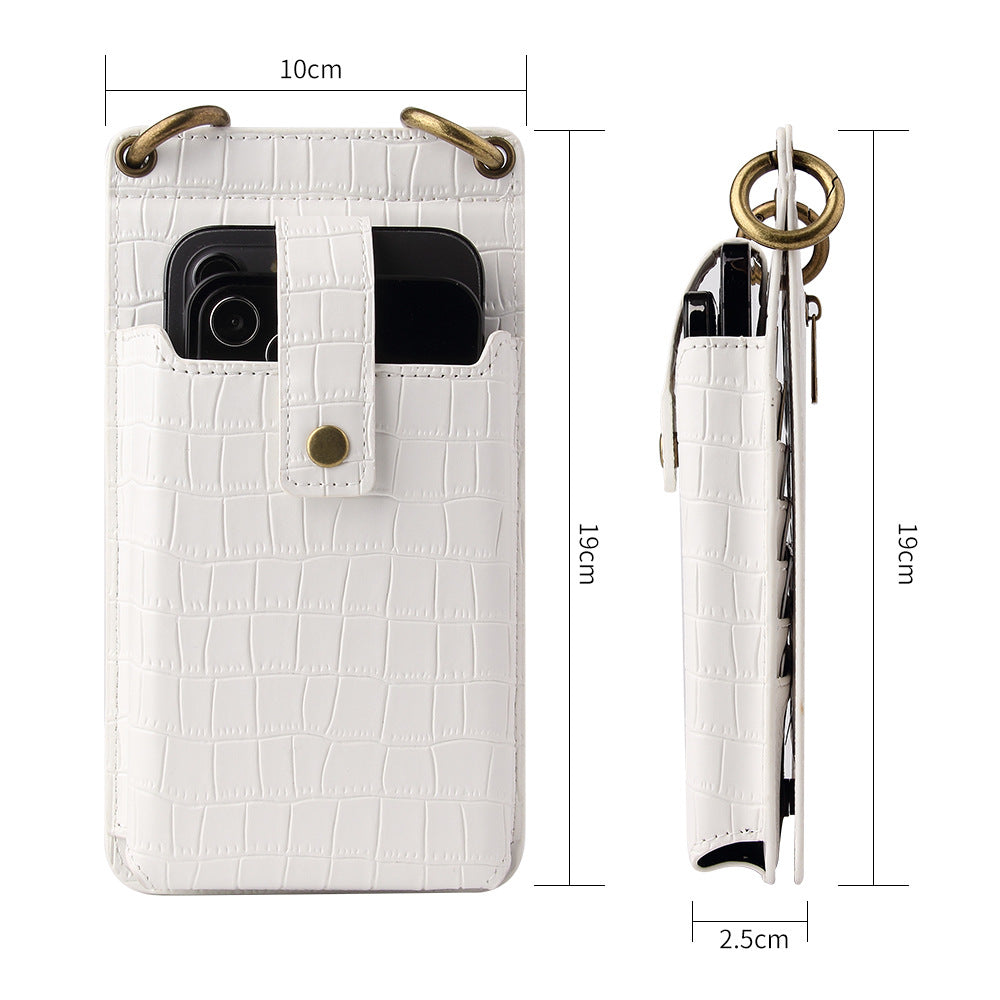 New Multi Function Messenger Vertical Retro Mini One-Shoulder Crocodile Pattern Coin Purse Mobile Phone Bag - V.I.P Digital Presence
