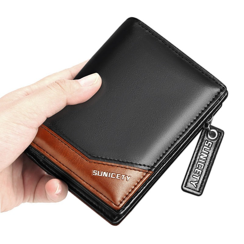 New PU Leather Multi-Function Zipper Short Men's Wallet Rfid Dollar Wallet Card Wallet - V.I.P Digital Presence