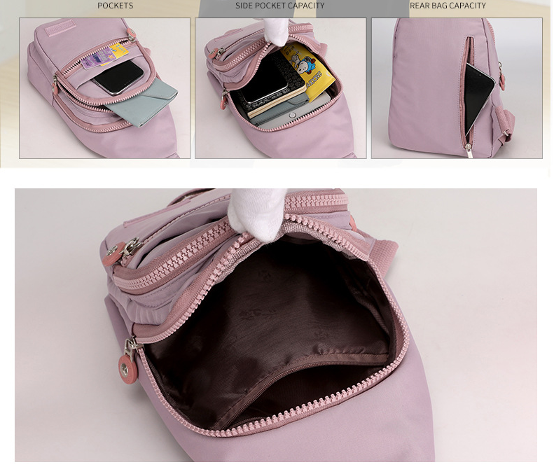 New trendy and fashionable multi-layer chest bag for women, simple and lightweight nylon fabric shoulder bag, Korean version leisure travel crossbody backpack - V.I.P Digital Presence
