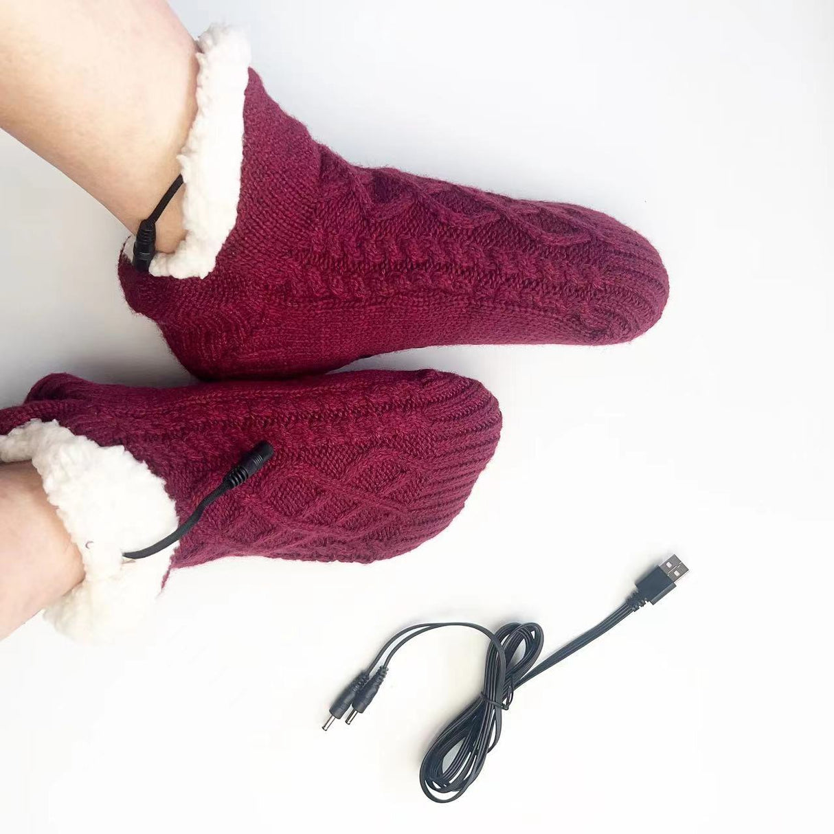 New USB Foot Warmer Home Electric Floor Socks Winter Home Foot Protection Warm Christmas Socks - V.I.P Digital Presence