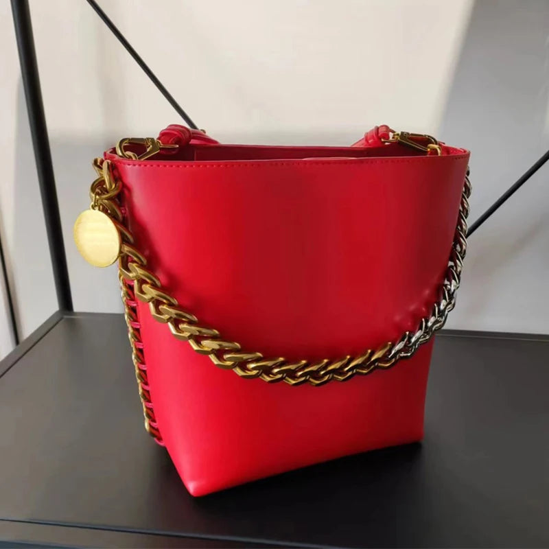 New Women's Bucket Bag Luxury Shoulder Bag High Quality Handbag Fashion Women's Bag Thick Chain Party Bag Wallet - V.I.P Digital Presence