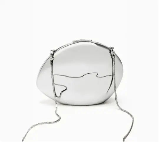 niche Metal shell shape clutch bag Smooth mirror surface silver gold women evening party cute purse handbag new - V.I.P Digital Presence