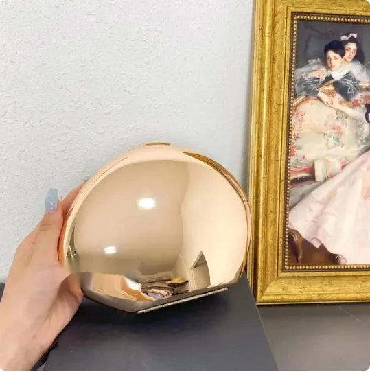 niche Metal shell shape clutch bag Smooth mirror surface silver gold women evening party cute purse handbag new - V.I.P Digital Presence