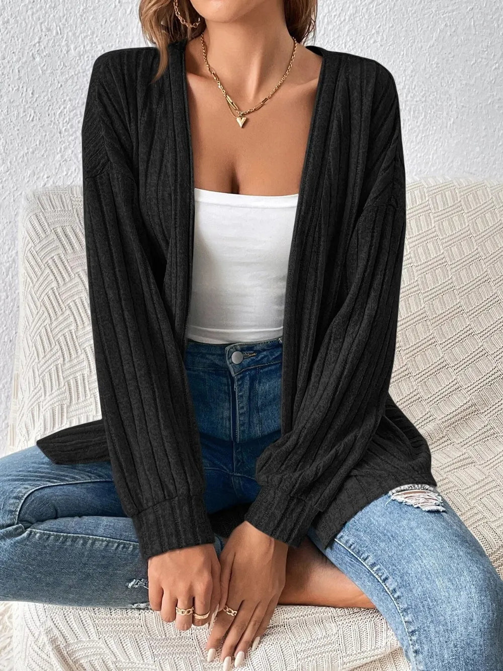 Open Front Long Sleeve Cardigan - V.I.P Digital Presence