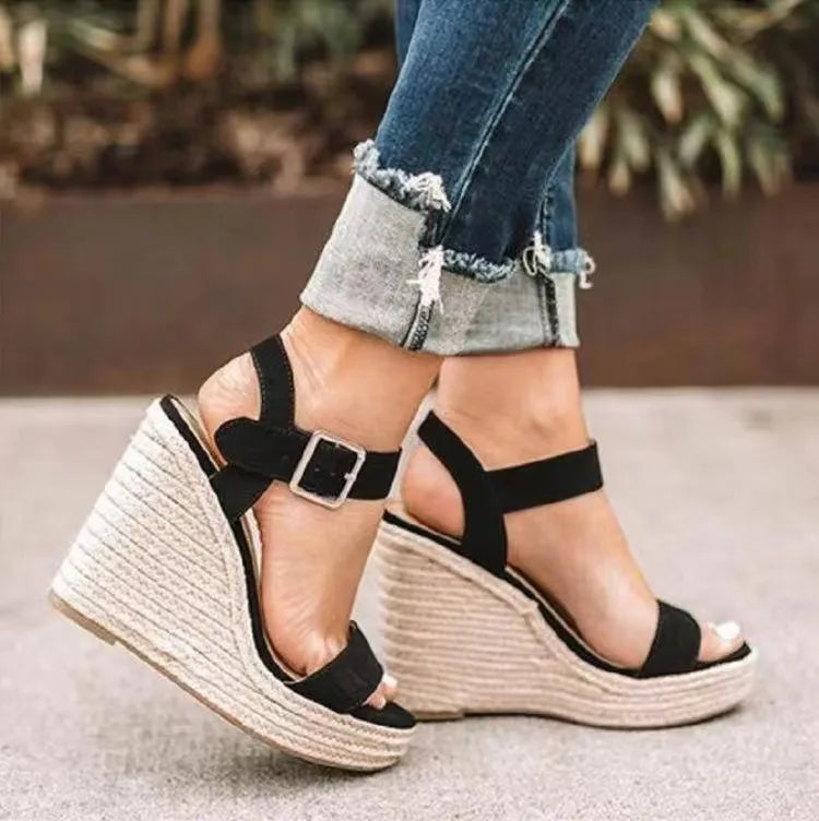 Open Toe High Heel Wedge Sandals - V.I.P Digital Presence
