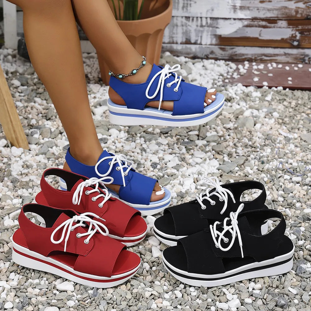 Open-Toe Lace Up Platform Sandals - V.I.P Digital Presence
