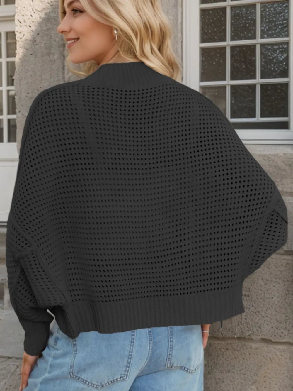 Openwork Open Front Long Sleeve Cardigan - V.I.P Digital Presence