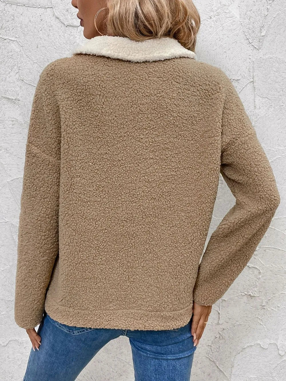Perfee Contrast Half Zip Long Sleeve Sweatshirt - V.I.P Digital Presence