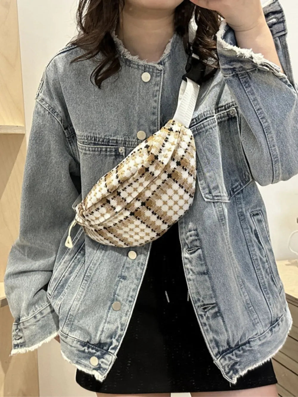 Plaid Wide Strap Crossbody Bag - V.I.P Digital Presence