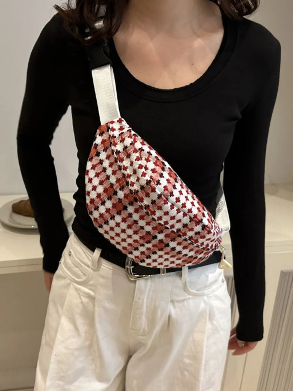 Plaid Wide Strap Crossbody Bag - V.I.P Digital Presence
