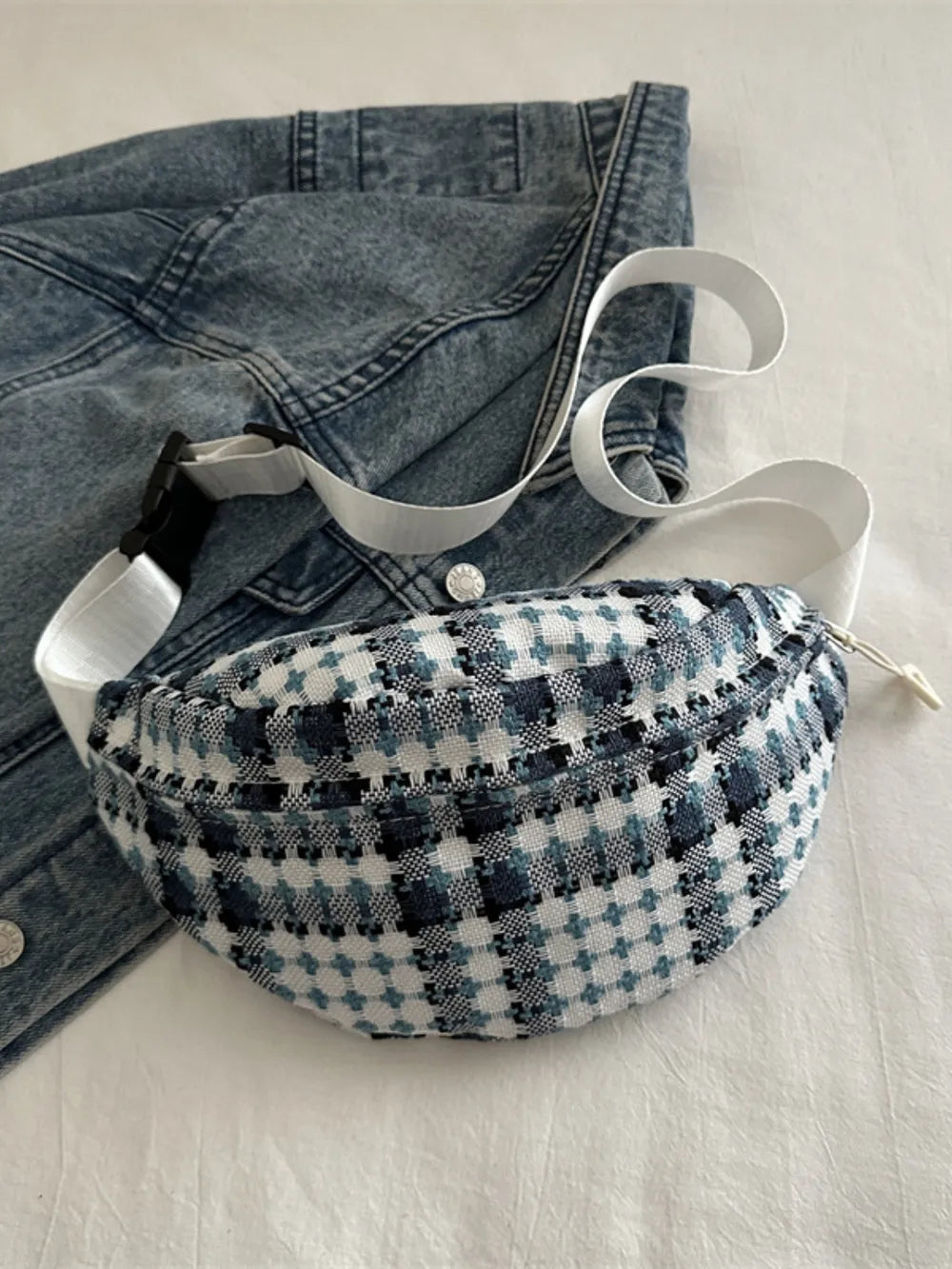 Plaid Wide Strap Crossbody Bag - V.I.P Digital Presence