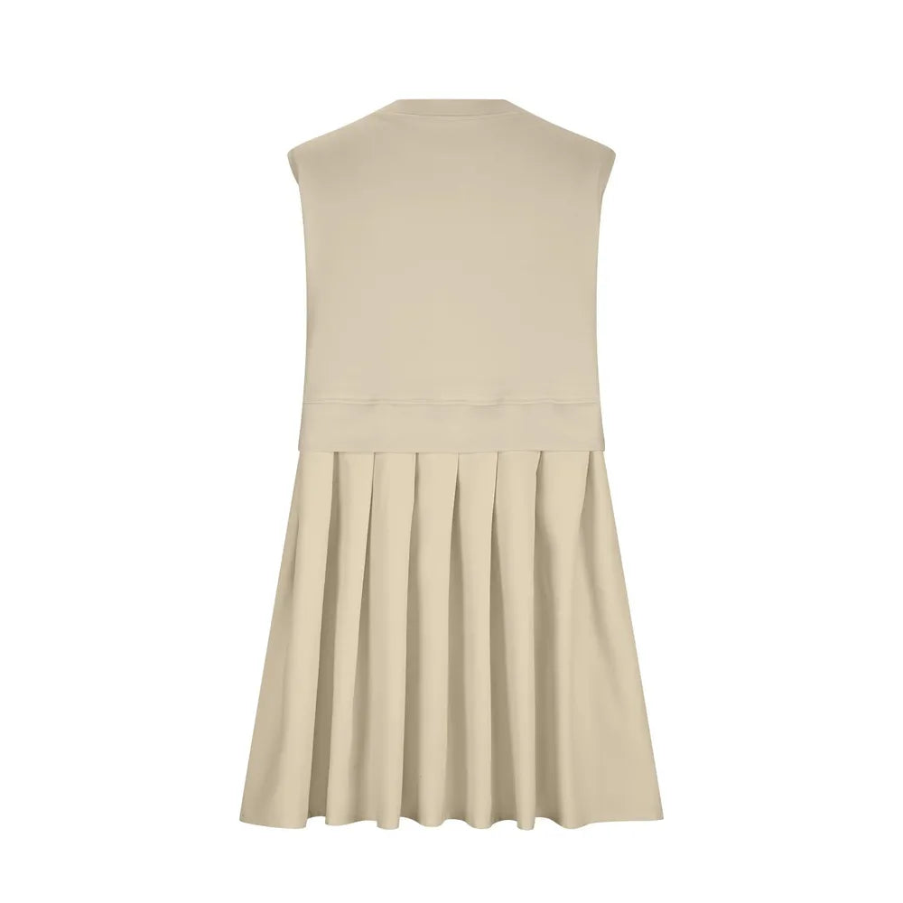 Pleated Round Neck Sleeveless Mini Dress - V.I.P Digital Presence