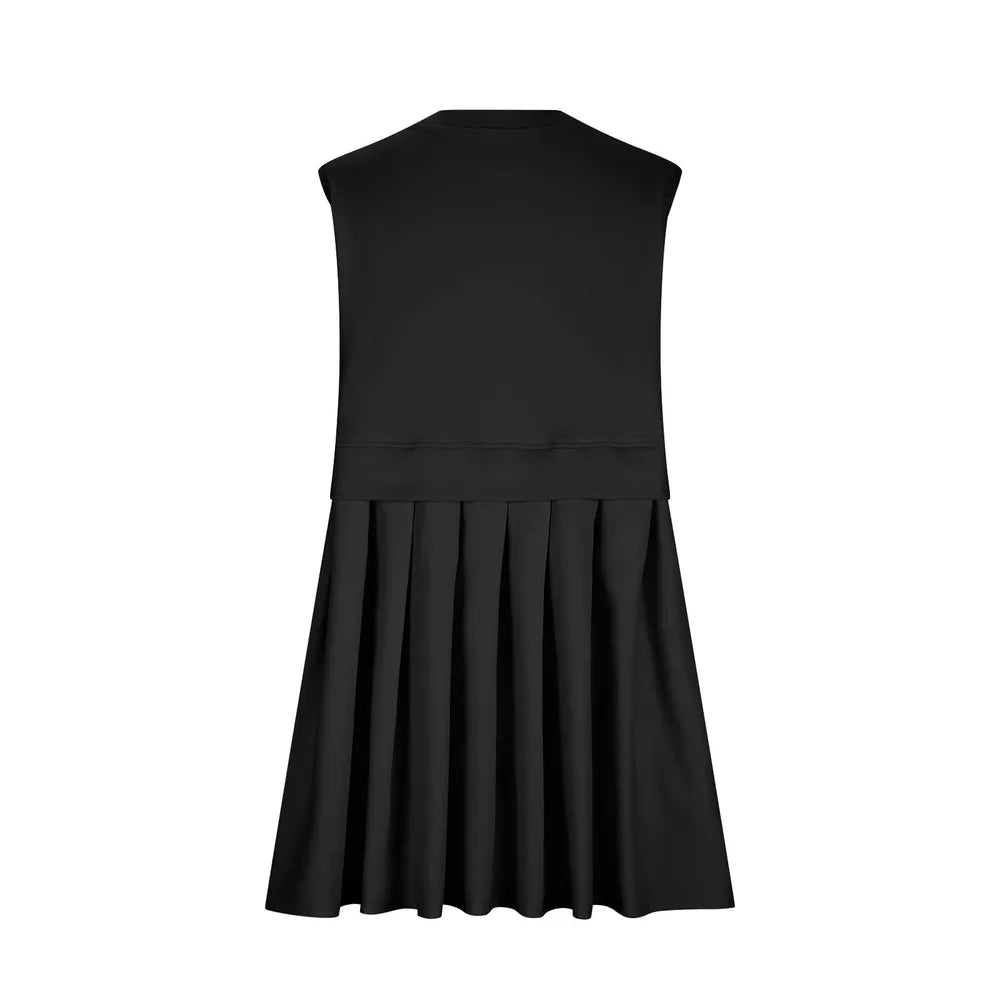 Pleated Round Neck Sleeveless Mini Dress - V.I.P Digital Presence