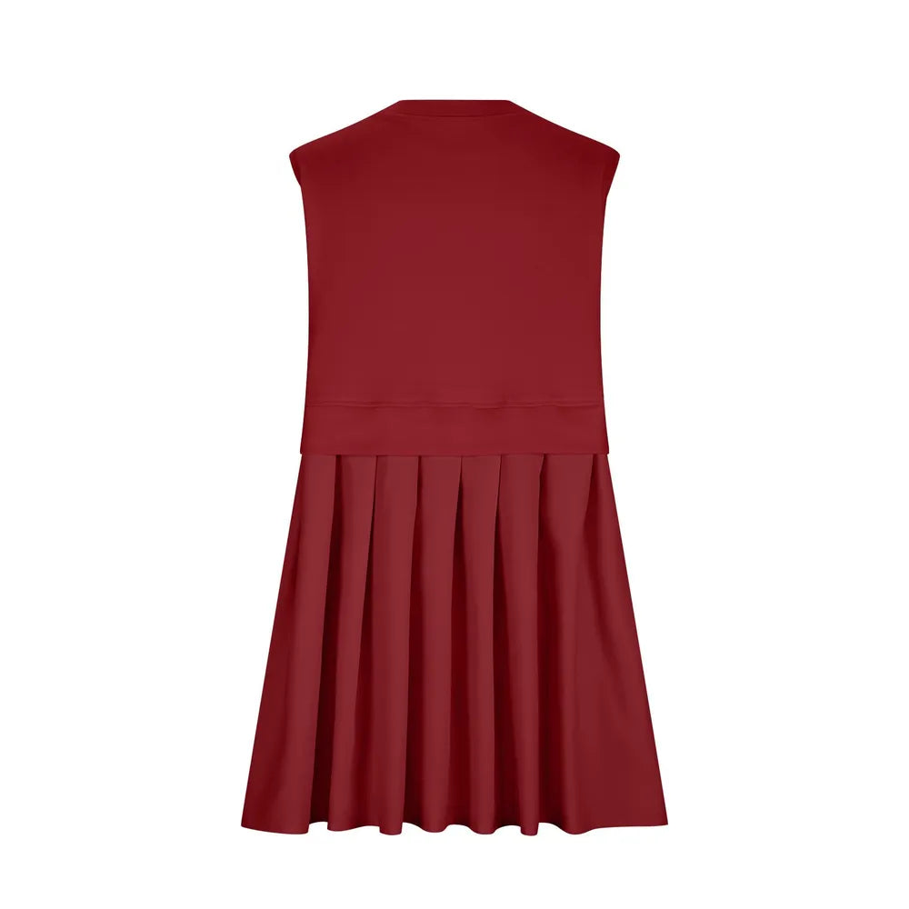 Pleated Round Neck Sleeveless Mini Dress - V.I.P Digital Presence