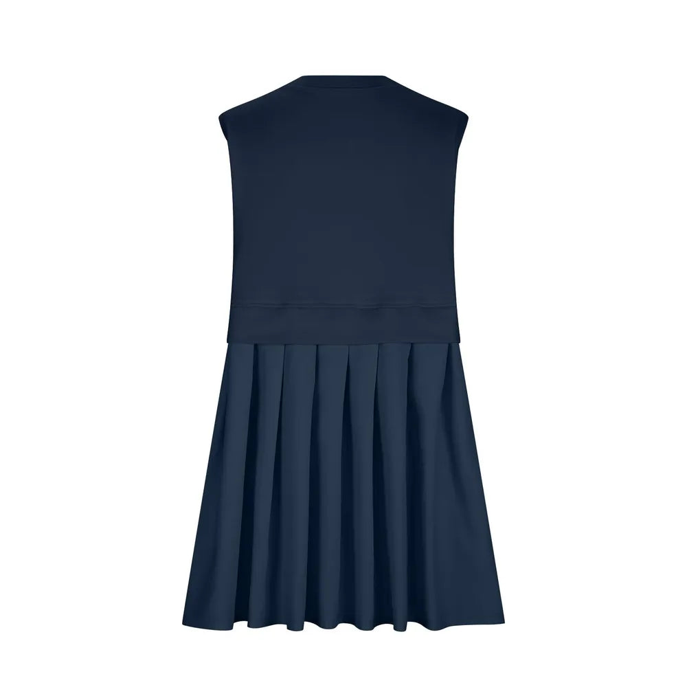 Pleated Round Neck Sleeveless Mini Dress - V.I.P Digital Presence