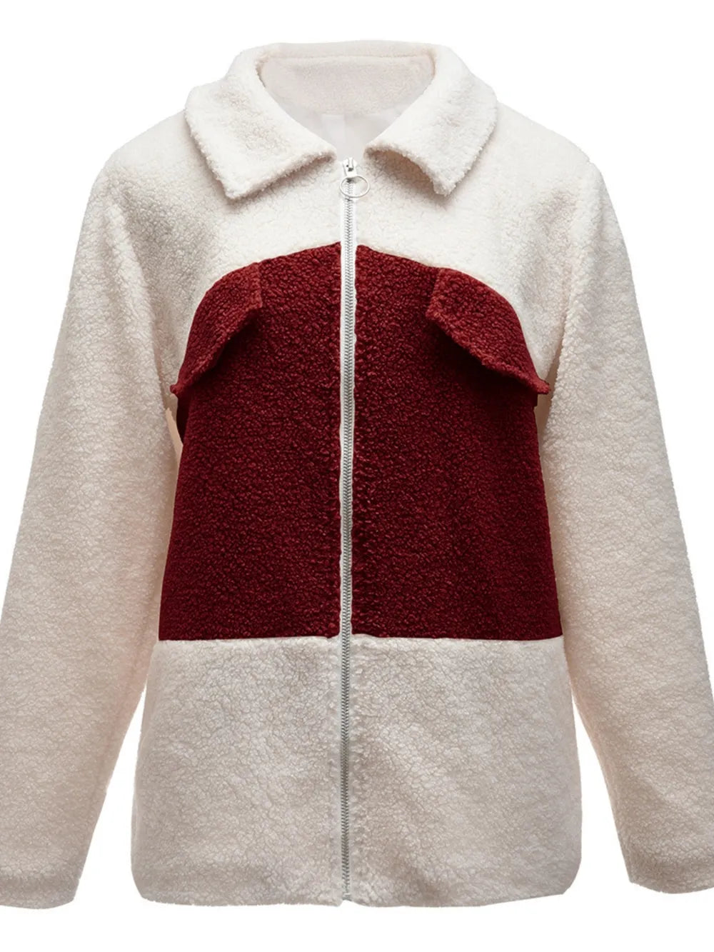 Plush Contrast Zip Up Coat - V.I.P Digital Presence