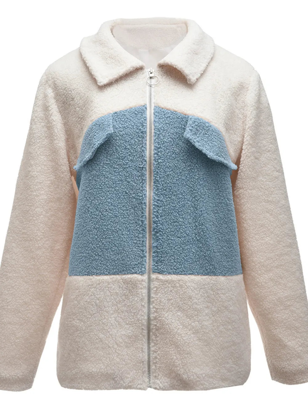 Plush Contrast Zip Up Coat - V.I.P Digital Presence
