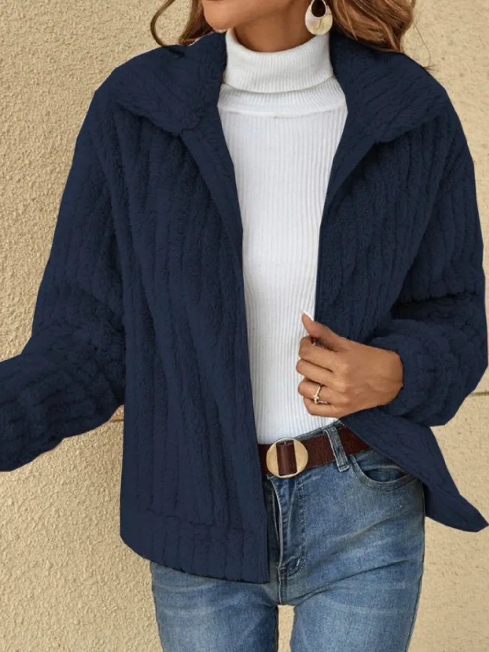 Plush Zip Up Long Sleeve Jacket - V.I.P Digital Presence