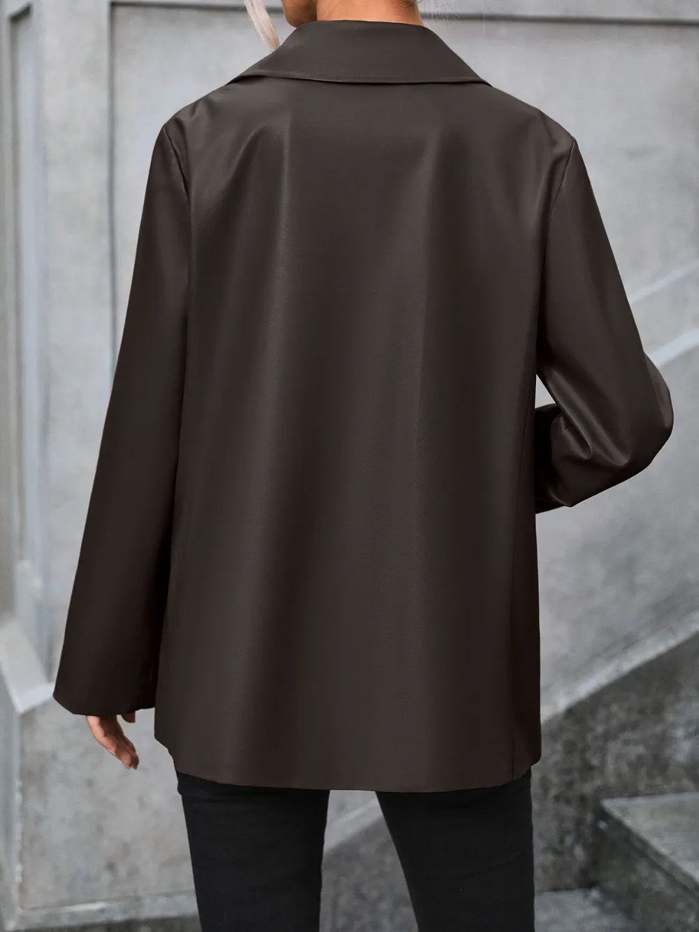 Pocketed Button Up Collared Neck Blazer - V.I.P Digital Presence