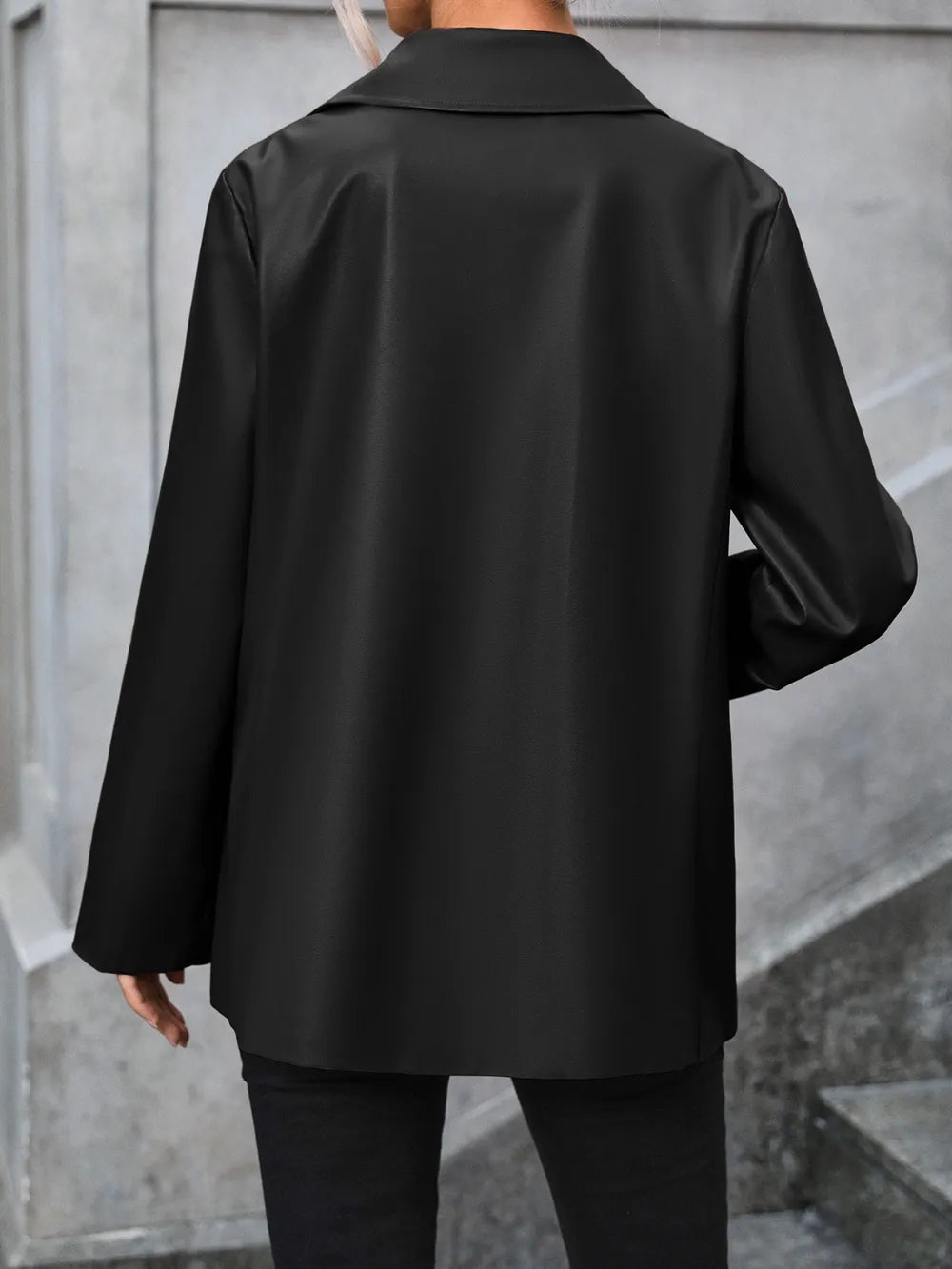 Pocketed Button Up Collared Neck Blazer - V.I.P Digital Presence