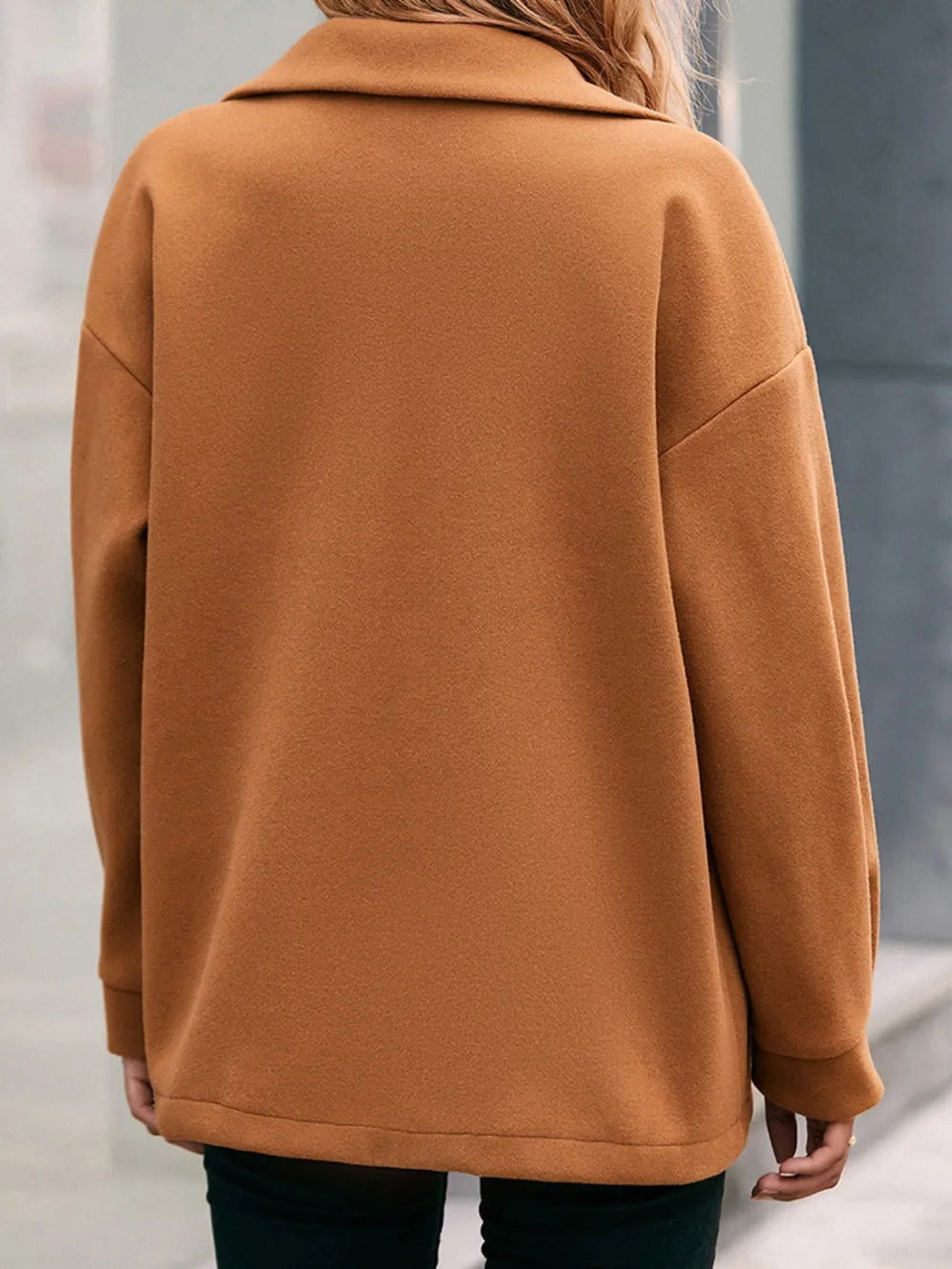 Pocketed Snap Down Dropped Shoulder Jacket - V.I.P Digital Presence