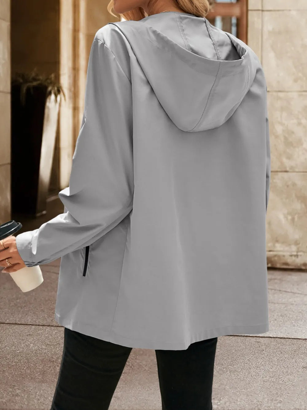 Pocketed Zip Up Hooded Jacket - V.I.P Digital Presence