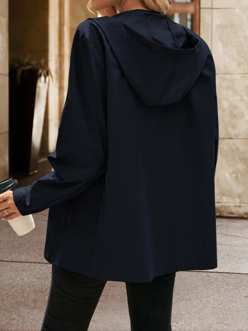 Pocketed Zip Up Hooded Jacket - V.I.P Digital Presence