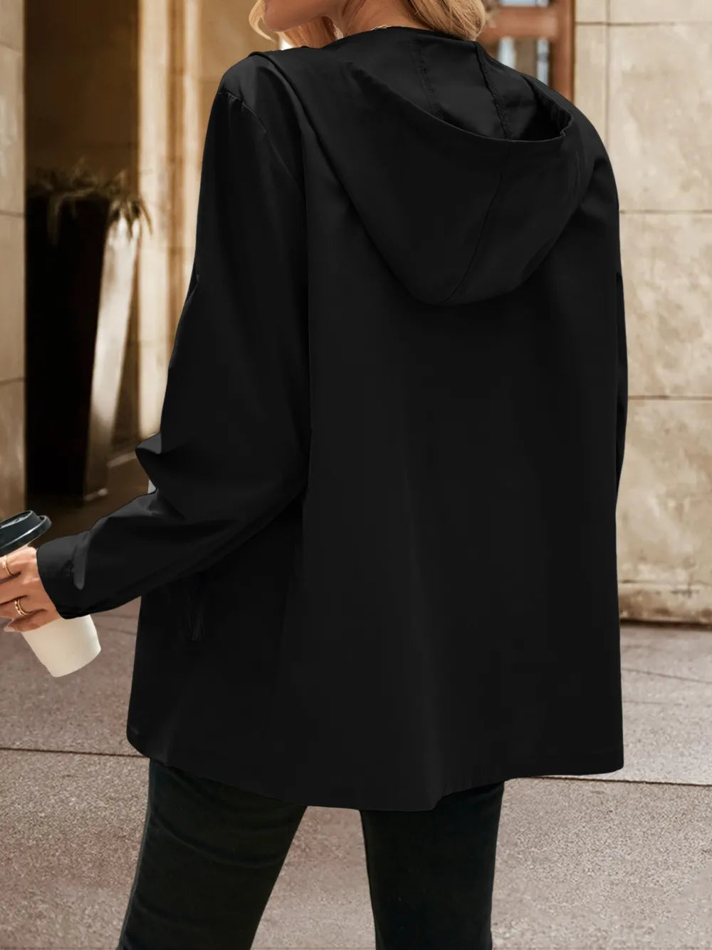 Pocketed Zip Up Hooded Jacket - V.I.P Digital Presence