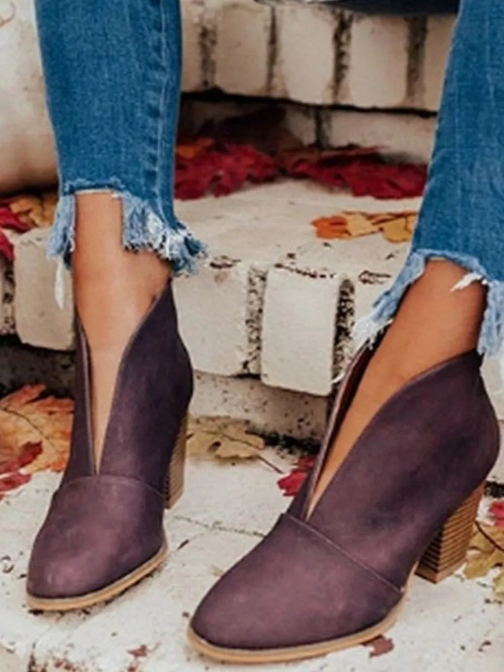 Point Toe Chunky Heeled Ankle Boots - V.I.P Digital Presence