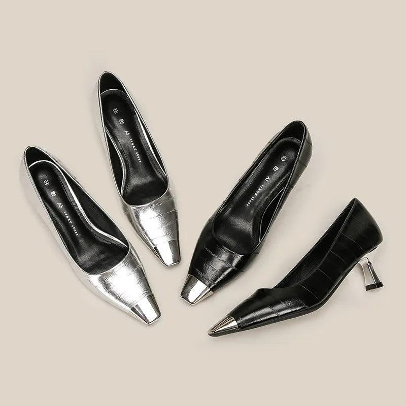 Point Toe Flare Heel Pumps - V.I.P Digital Presence
