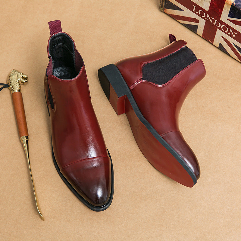 Pointed toe men's boots high top leather shoes red soles Martin boots British casual - V.I.P Digital Presence