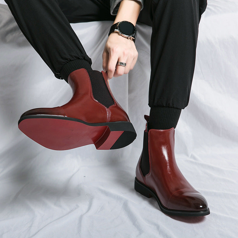 Pointed toe men's boots high top leather shoes red soles Martin boots British casual - V.I.P Digital Presence