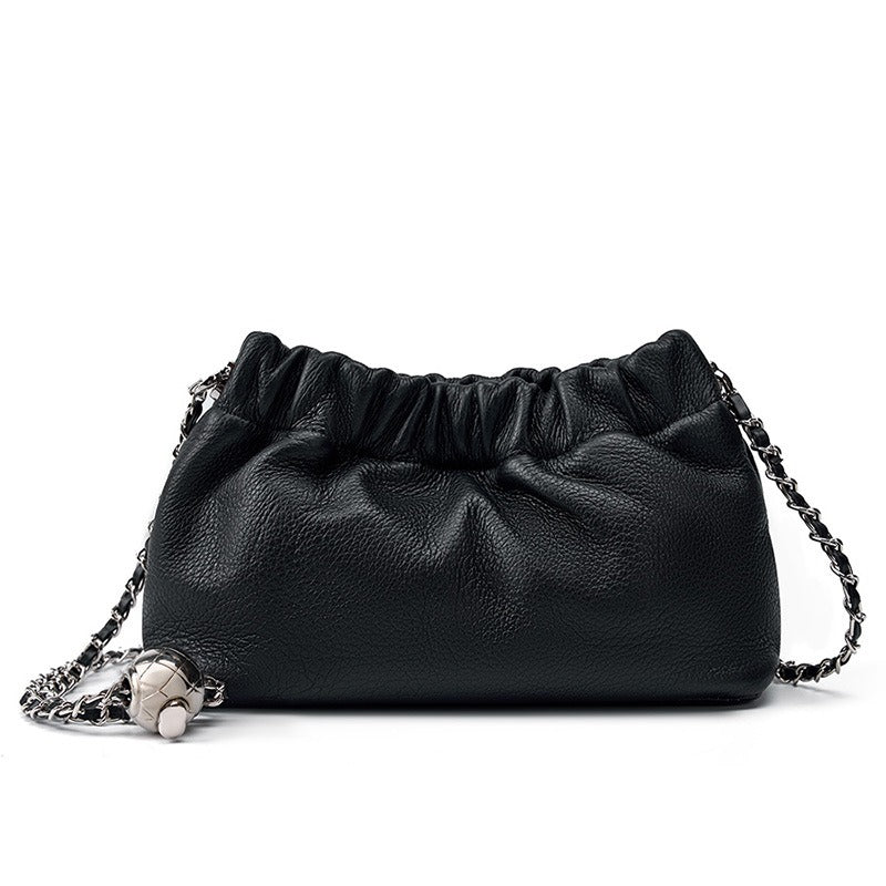 Popular chain women high end cloud pleated bag women bag cowhide shoulder crossbody bag gold ball chain - V.I.P Digital Presence