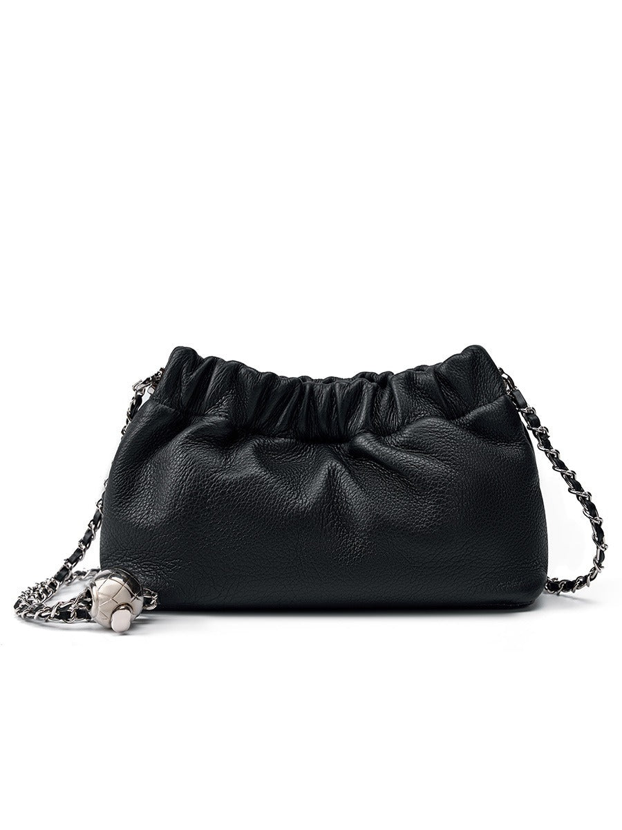 Popular chain women high end cloud pleated bag women bag cowhide shoulder crossbody bag gold ball chain - V.I.P Digital Presence