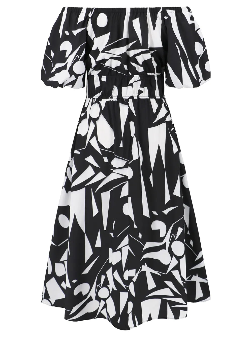 Printed Off-Shoulder Balloon Sleeve Dress - V.I.P Digital Presence