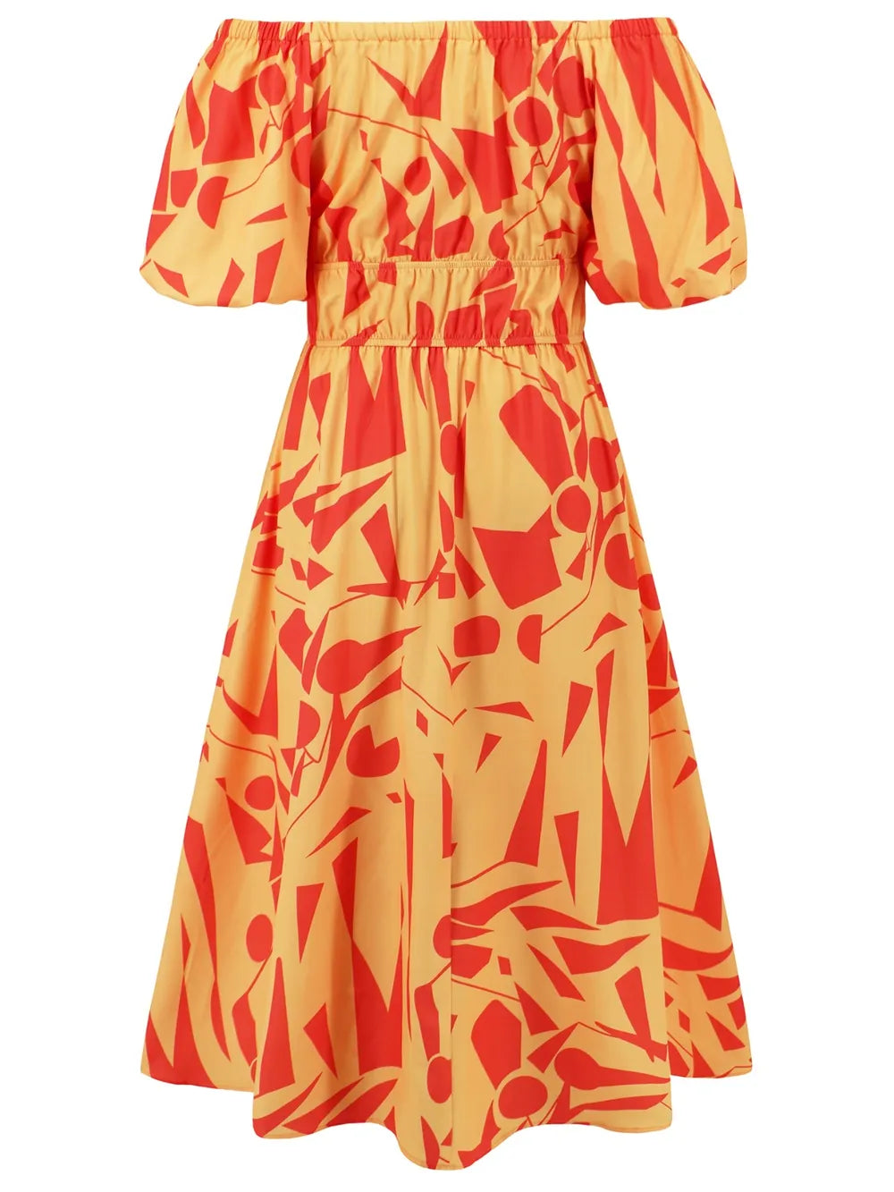 Printed Off-Shoulder Balloon Sleeve Dress - V.I.P Digital Presence