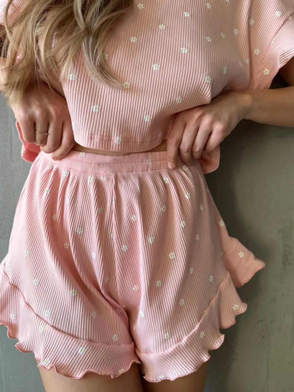 Printed Round Neck Top and Shorts Set - V.I.P Digital Presence