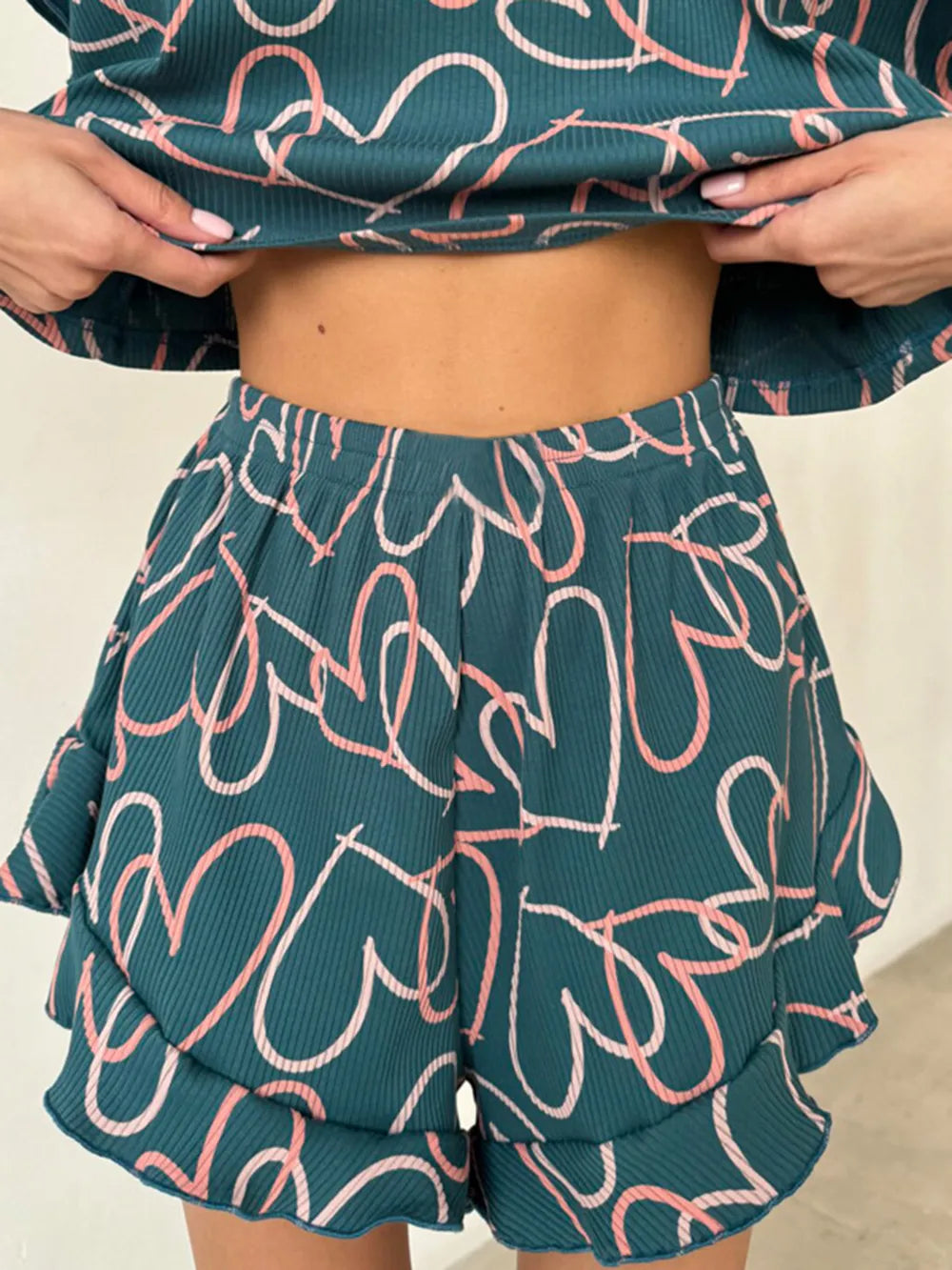 Printed Round Neck Top and Shorts Set - V.I.P Digital Presence