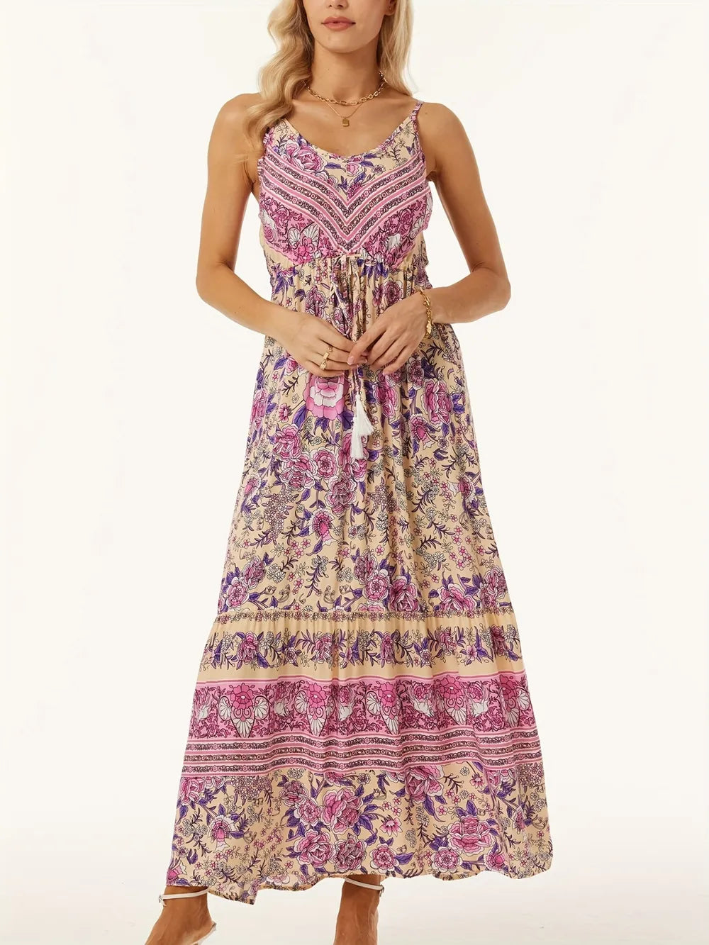 Printed Scoop Neck Dress - V.I.P Digital Presence