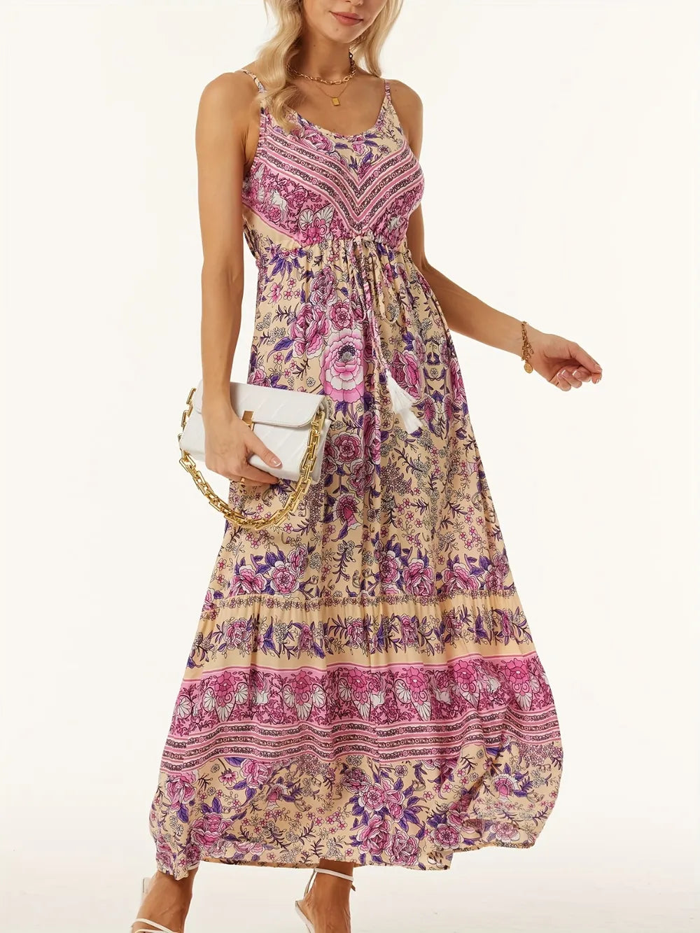 Printed Scoop Neck Dress - V.I.P Digital Presence
