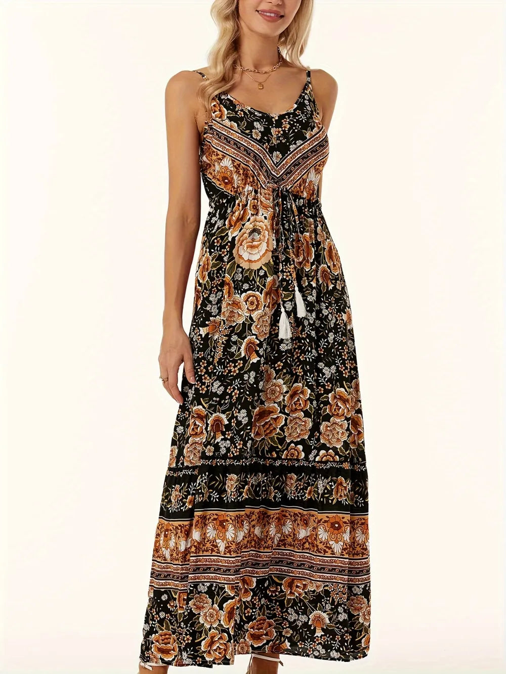 Printed Scoop Neck Dress - V.I.P Digital Presence