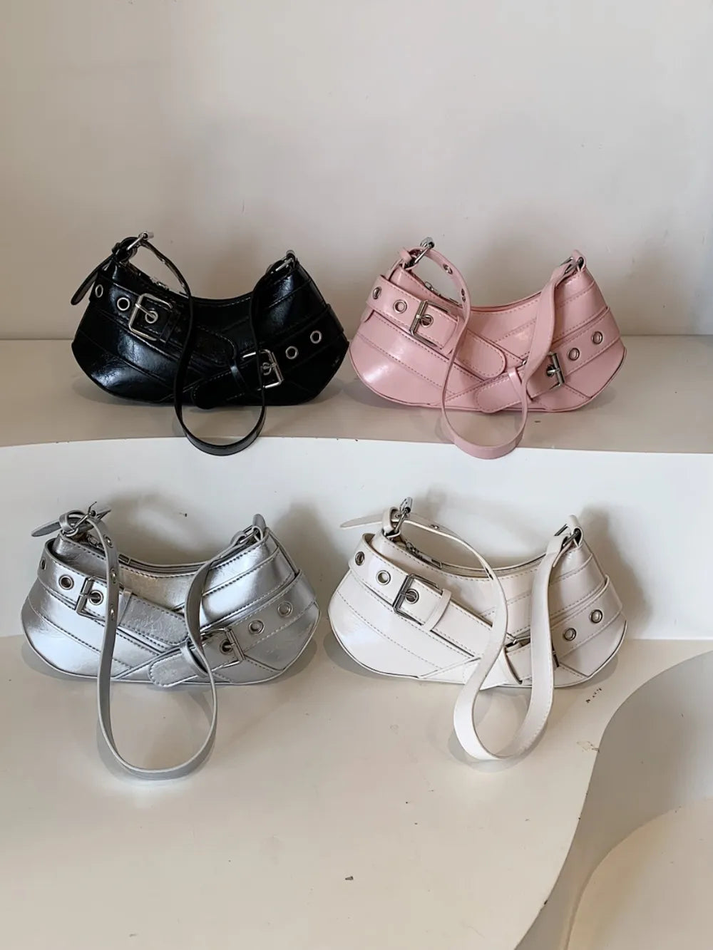 PU Leather Buckle Shoulder Bag - V.I.P Digital Presence