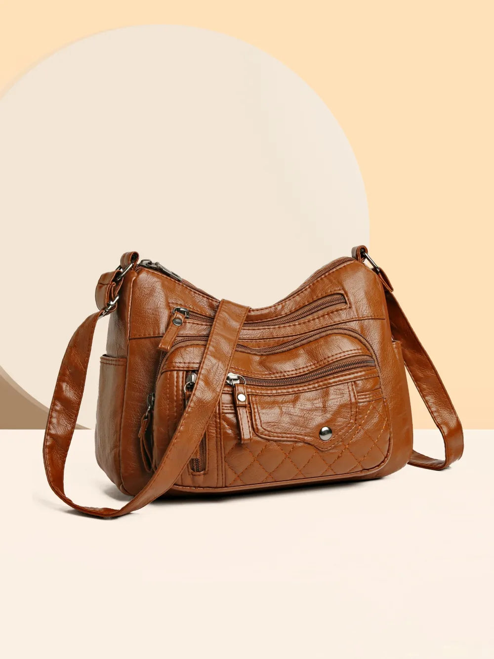 PU Leather Multi Pockets Adjustable Strap Shoulder Bag - V.I.P Digital Presence