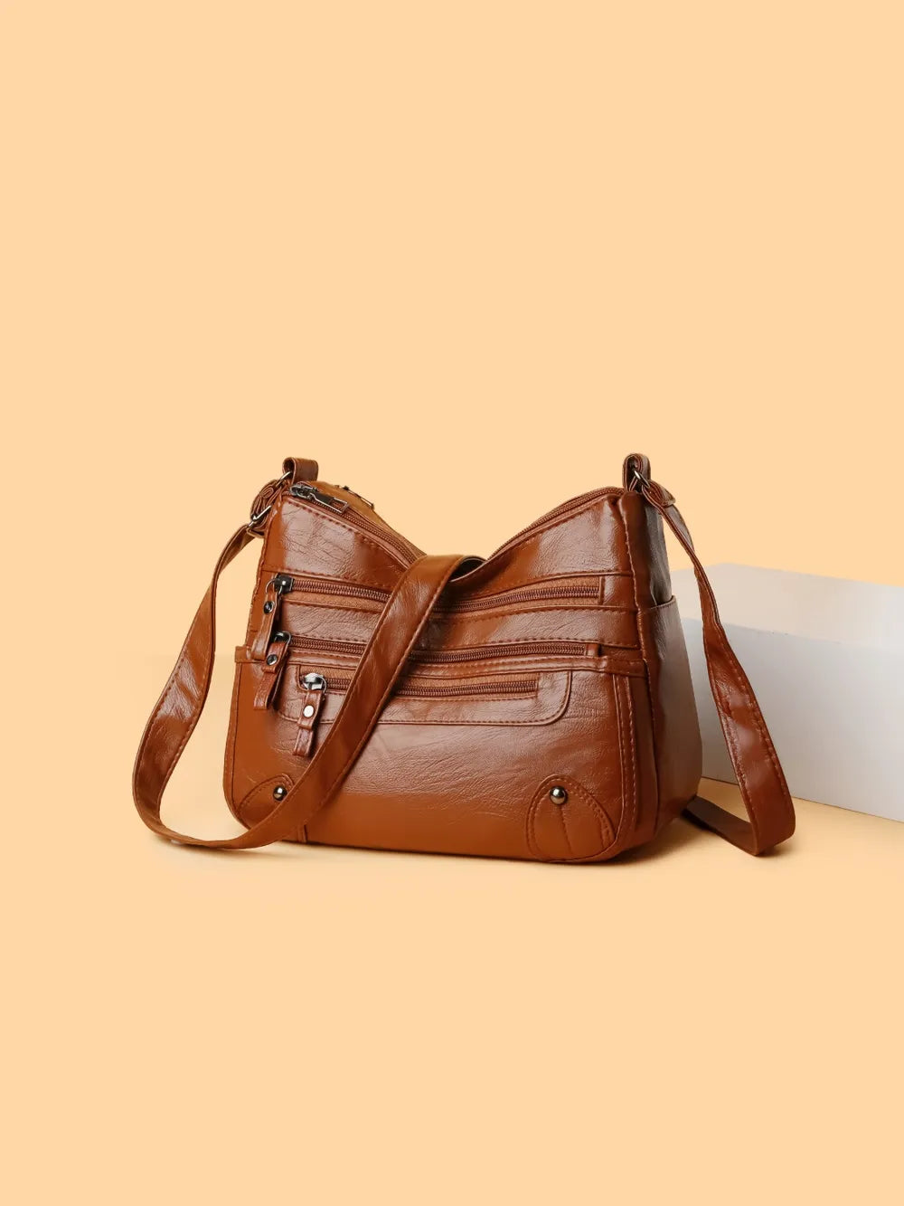PU Leather Multi Pockets Shoulder Bag - V.I.P Digital Presence