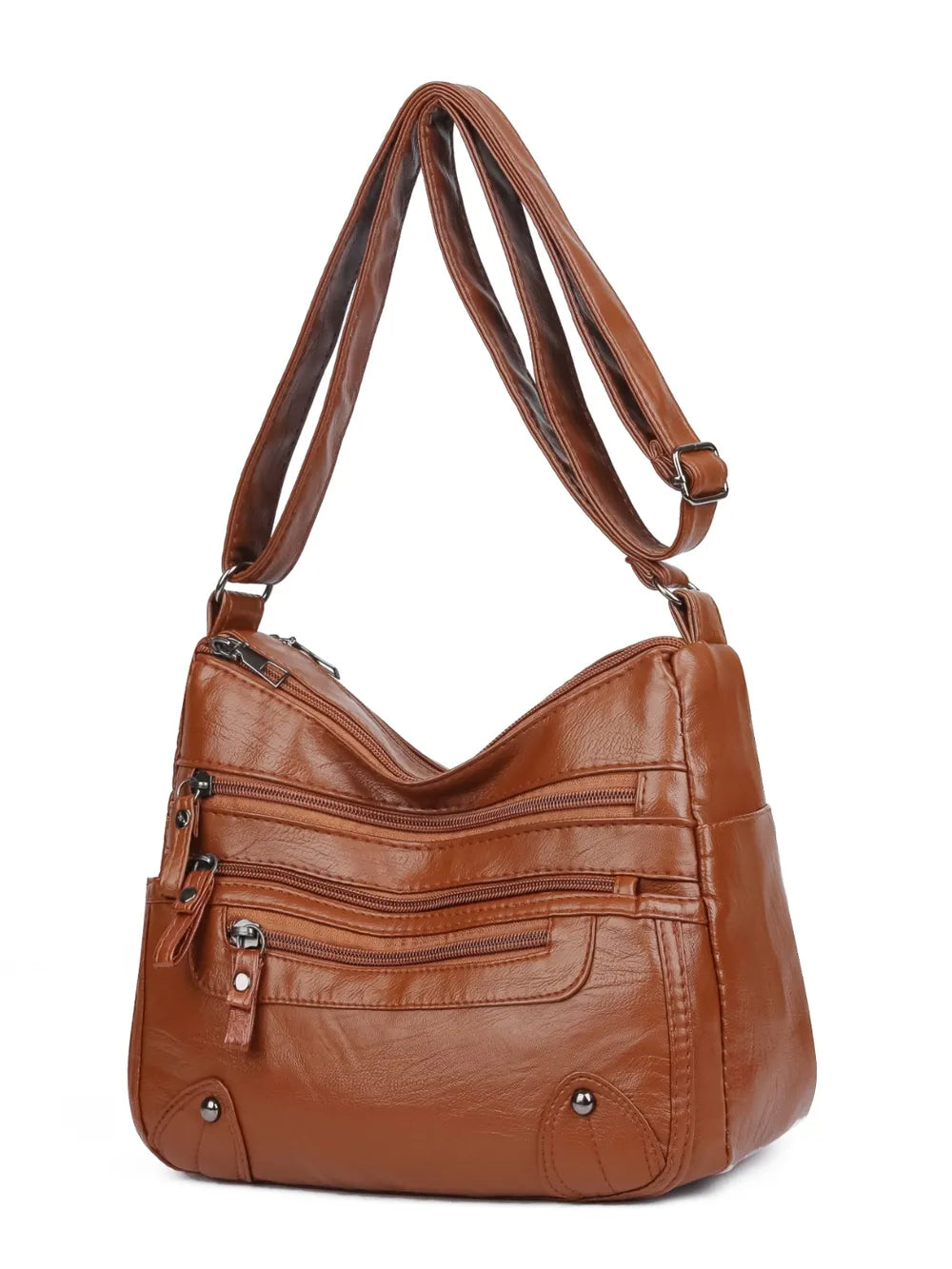 PU Leather Multi Pockets Shoulder Bag - V.I.P Digital Presence