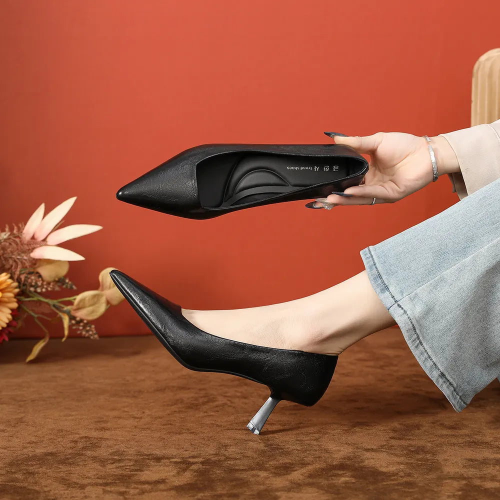 PU Leather Point Toe Pumps - V.I.P Digital Presence