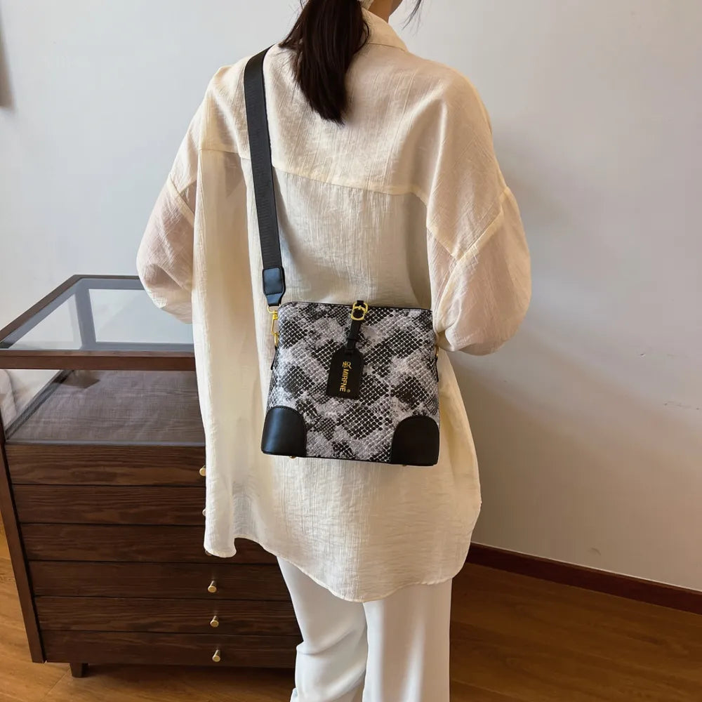 PU Leather Snakeskin Print Crossbody Bag - V.I.P Digital Presence