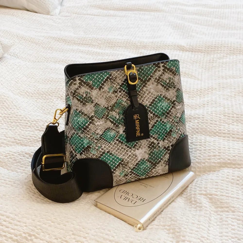 PU Leather Snakeskin Print Crossbody Bag - V.I.P Digital Presence