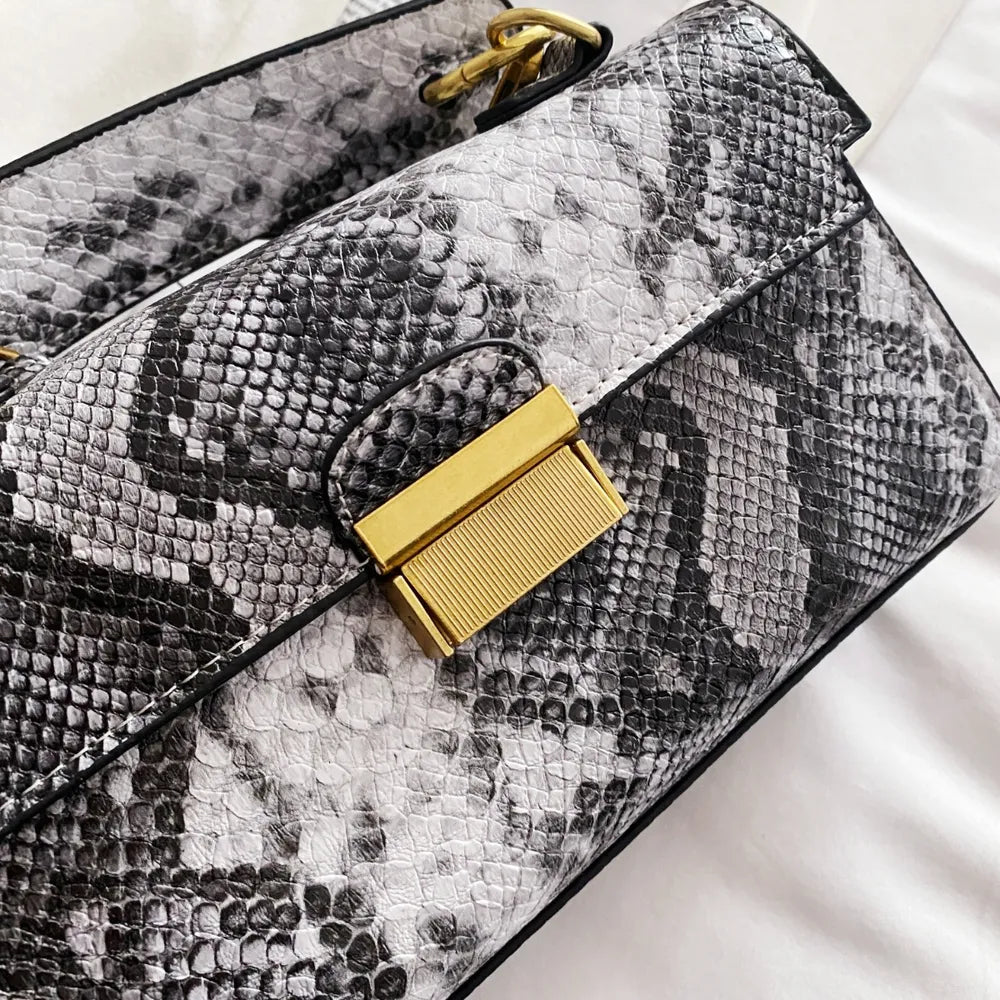 PU Leather Snakeskin Print Crossbody Bag - V.I.P Digital Presence